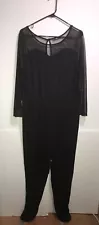 ING+ Black 1X Jumpsuit Long Sleeve Lace Top Sweatheart Design BC