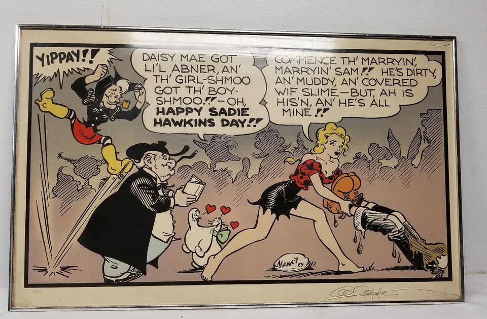 Vintage Al Capp Comic Strip Li'l Abner Cartoon Signed Color Lithograph Numbered Comic Art