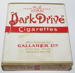VINTAGE EMPTY 15 Cigarette Cardboard Box Park Drive London & Belfast Gallaher