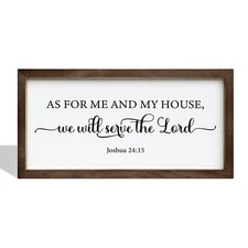 As for Me and My House Sign, Christian Decor Sign, Scripture Wall Decor, Fram...