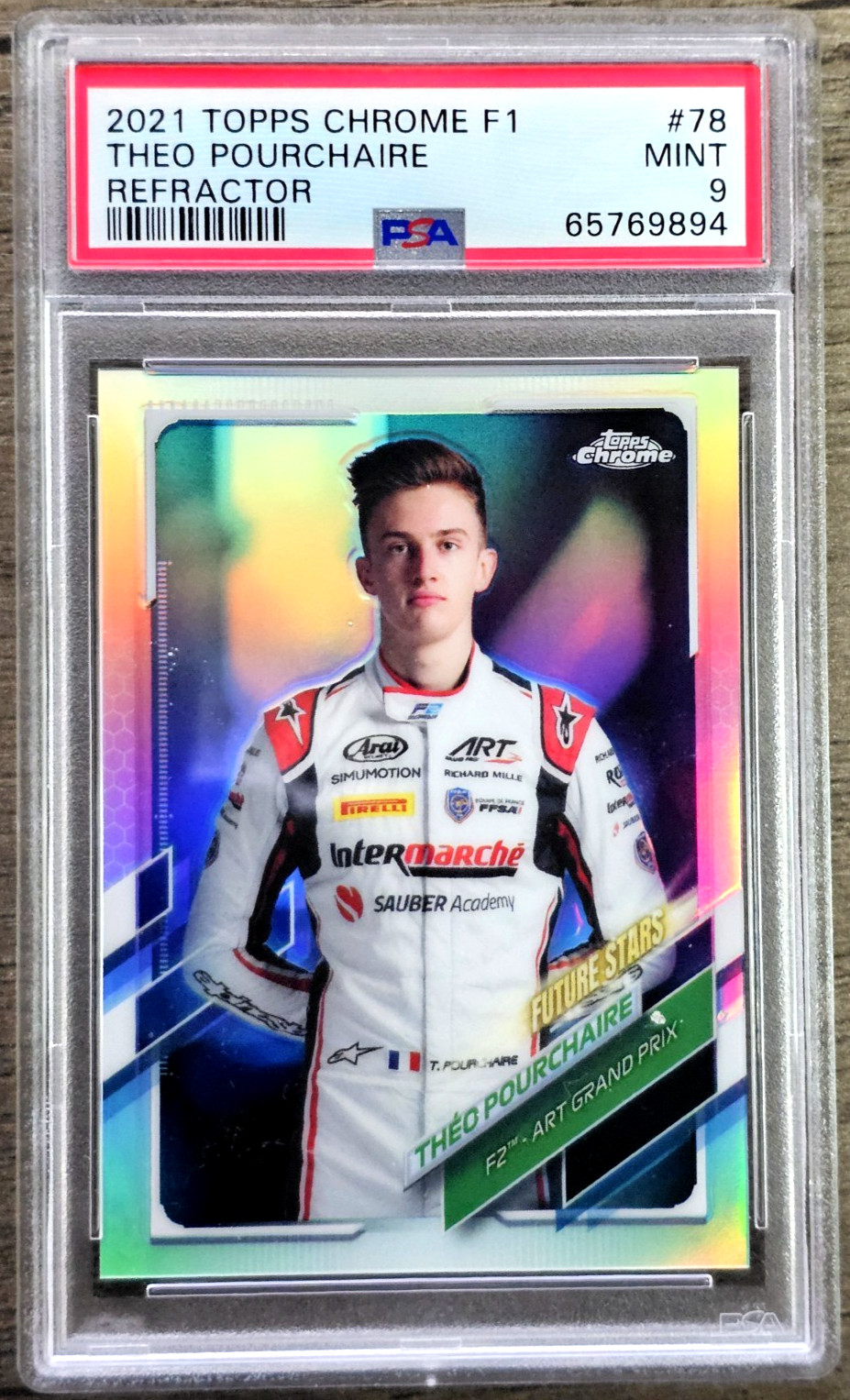 2021 Topps Chrome F1 #78 Theo Pourchaire Refractor Portrait PSA 9 MINT