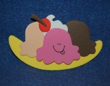Smiling Summer Banana Split (cherry left), Foam Refrigerator Magnet, Made in USA