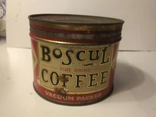 Vintage Boscul Coffee Tin 1 LB Can With Lid Camden, NJ Rochester, NY Dayton, OH