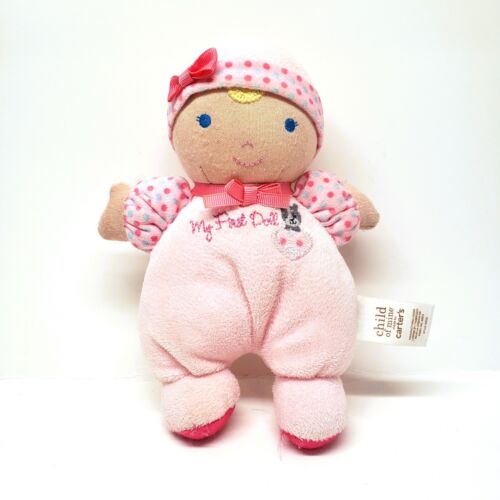 Carters Child Of Mine Pink Plush Blonde Blue Eyes My First Doll Rattle Heart Dog - 第 1/9 張圖片