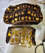 2 Estee Lauder Brown Charm Bracelet Design Make Up Bag  Perfume Pouch- B4