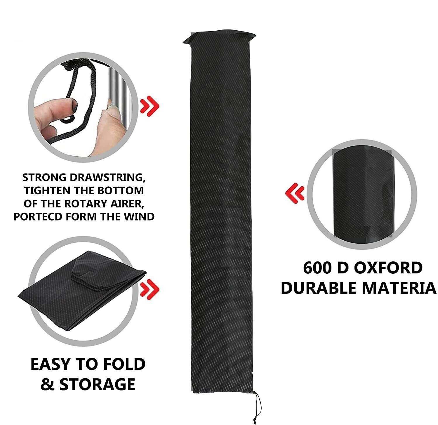 LARGE BLACK HEAVY DUTY ROTARY WASHING LINE COVER CLOTHES AIRER GARDEN
