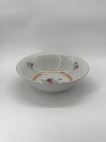 1950s Westwood Fine China Of Japan Soup Bowl Pink Roses Gold Scalloped Edge - Picture 3 of 5