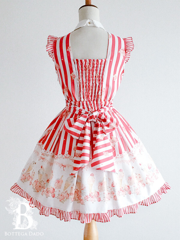🌹LIZ LISA🌹Ice Cream One Piece Dress Ribbon Red White Hime Lolita