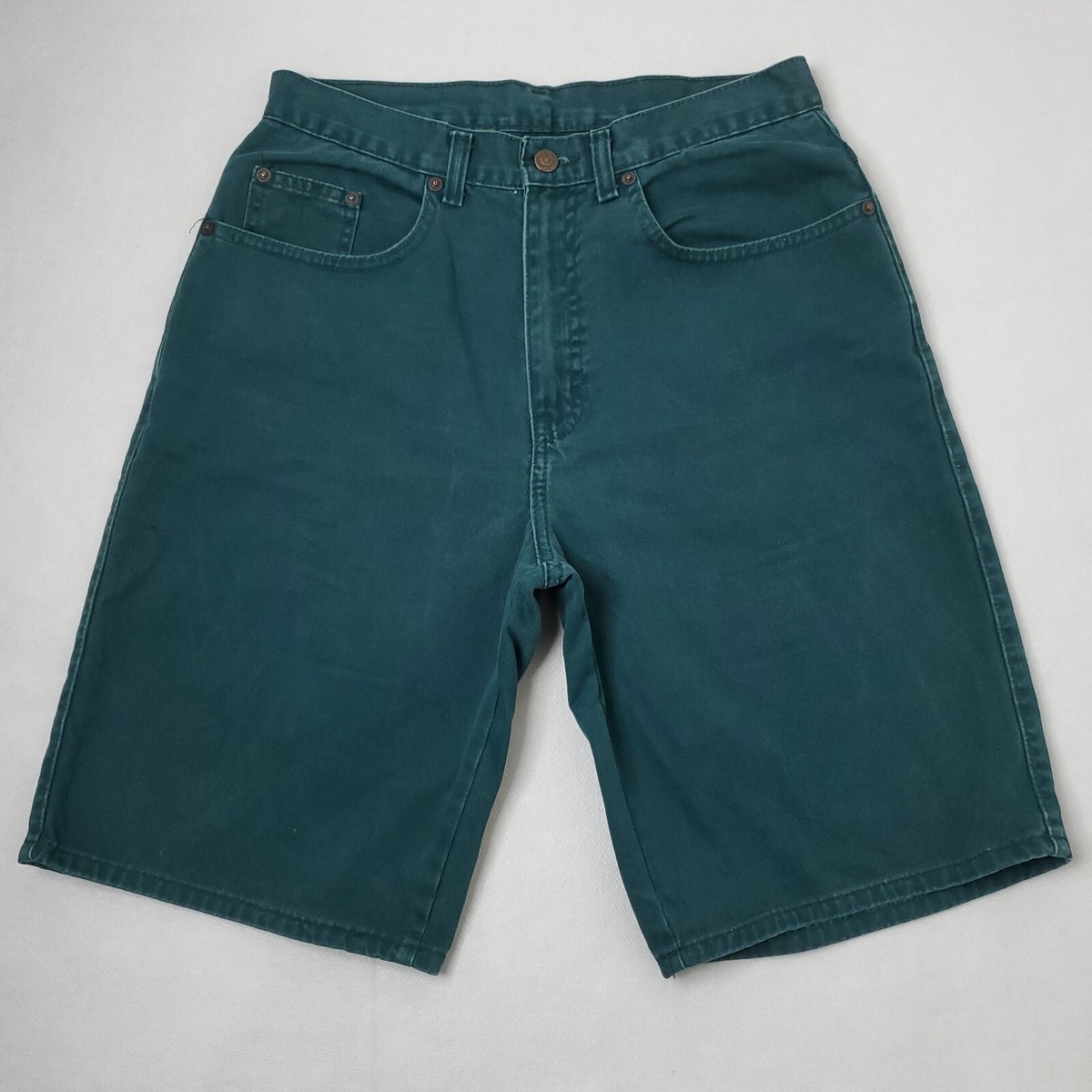 【BAON】[unisex] Koise Vintage Washing Bijo Bermuda Denim PT Vintage Blue Zone Bermuda Jean Shorts Mens 31 Sea Green