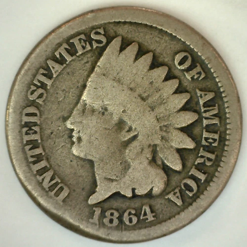 1864 Indian Head Cent Penny 1c US Type Coin Copper-Nickel Good