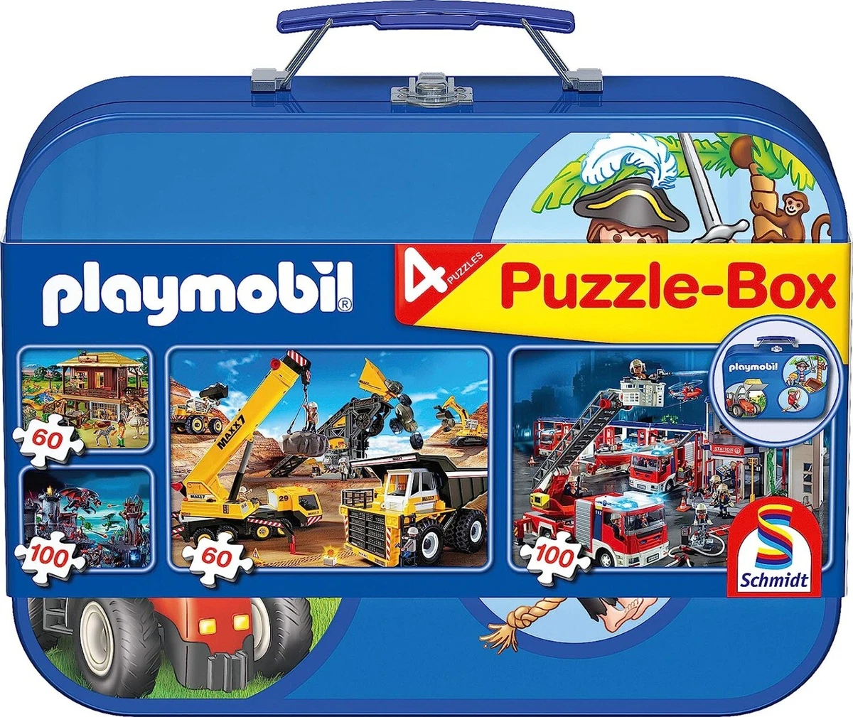 SCHMIDT - Jigsaw Puzzle Playmobil Box Blue – 2x60 Parts And 2x100 Parts SCM5