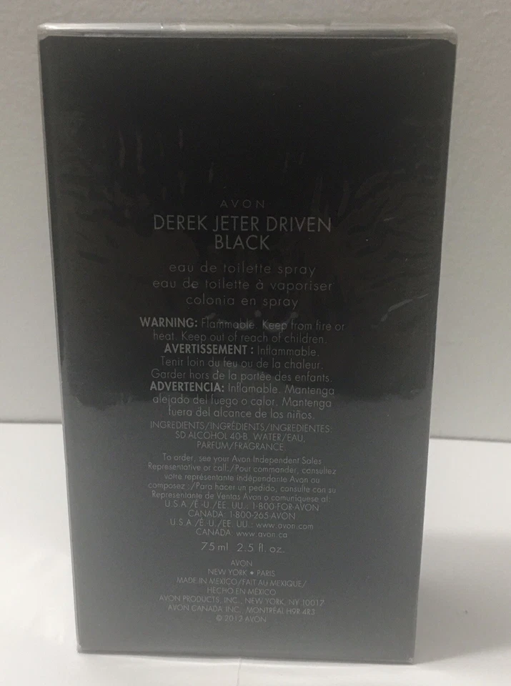 Avon Derek Jeter Driven Black 2.5 Fl. OZ Edt Spray Hombres Nuevo en Caja Sellado. Foto 2 de 3