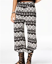 NWT REWASH CROPPED CAPRI WOMEN'S SMALL Black ASYMMETRICAL HEM TRIBAL BOHO