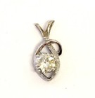 14k white gold .50ct I1 G round diamond solitaire pendant charm slide .9g estate — photo 1