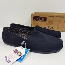 Bobs from Skechers Plush Peace & Love Flats Size 9.5 Women's Black 33645