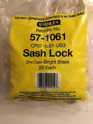20 Stanley Window Sash Locks #57-1061 Brass Plated Cast Zinc NEW