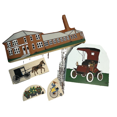 Vintage 5pc Wooden Village Lot Shepherds Heart St. Louis Carriage Timken Co.