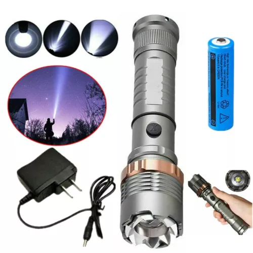 990000LM Ultra Brightest LED Camping Flashlight Torch Light+Battery+Charger