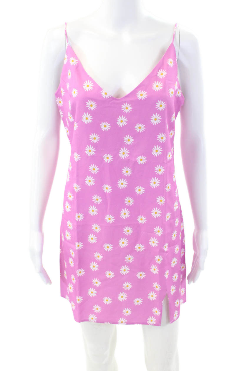 Lioness Womens Floral Print Life Is Good Mini Dress Pink White Size MediumFree Shipping in US $100+ Orders | $6.95 Orders Below