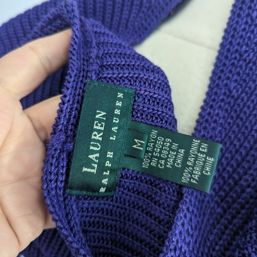 Damen Vintage Lauren Ralph Lauren Aubergine Lila Strickjacke Medium - Bild 2 von 6
