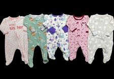 Baby Girl 0-3 Months Carter's Little Sister Sleeper Pajama Clothes Lot Bundle