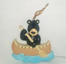 Polar X Bear Canoeing Christmas Ornament with Hanging Loop