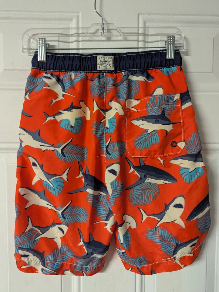 Pantalones Cortos de Natación GAP Surf Niños Tabla Niño XL (12) Pez Rojo Regular/Floral PrMuy Bonitos Usados en Excelente Condición Foto 2 de 4