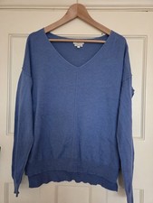 Women's Blue V-Neck Knitted Next Jumper Size 12