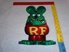VINTAGE RATFINK DIE-CUT "RAT" SPEED SHOP 12" METAL GASOLINE & OIL SIGN GAS! FINK