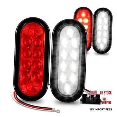 TRUE MODS 6'' Oval LED Trailer Tail Light Kit [DOT FMVSS 4 Pack 2 Red + 2 White