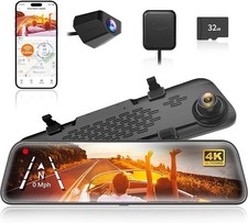 Spiegel Dashcam mit Rückfahrkamera 5.8GHz WiFi Auto Kamera mit IPS Touchscreen