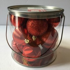 NEW- 24 Assorted Red Shatterproof Christmas Ornaments 3 Different Textures