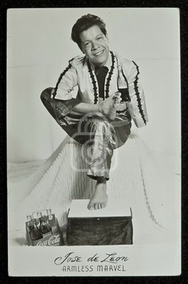 Signed RPPC of Armless Marvel, Jose De Leon. Circus Performer. C 1950 Coca Cola