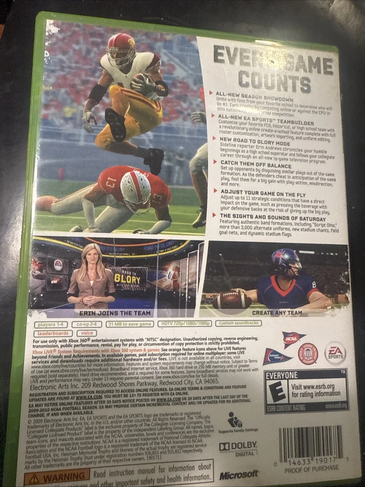 Videojuego de deportes americanos NCAA Football 10 Xbox 360 EA Sports Foto 4 de 4