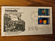 Grenada 1975 First Day Cover American Revolution Bicentennial 5c 10c Stamps