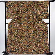 JAPANESE KIMONO FINE PATTERN BLUE-GREEN 160cm 5 ft 3 in PURE SILK B1182