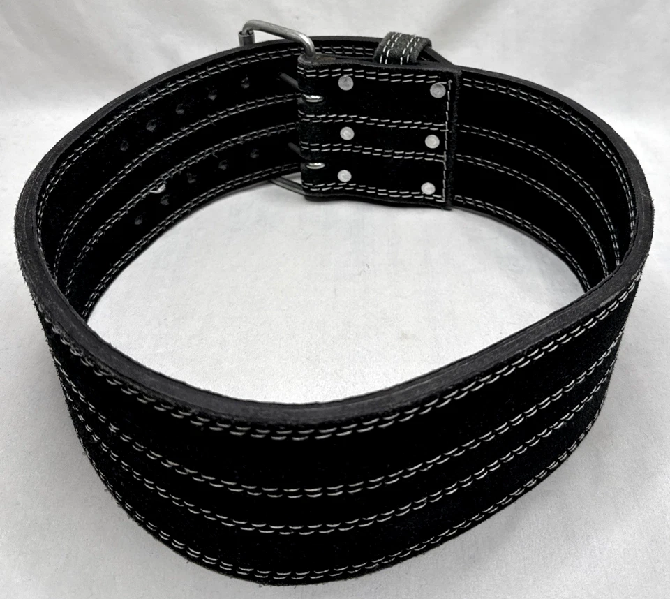 "Cinturón Flex Sports Powerlifting 2 puntas - cuero negro/gamuza (mediano) 32""-38""" Foto 3 de 4