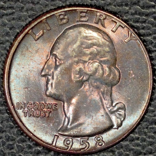 1958 Washington Quarter, Very Choice BU, Pretty Toning