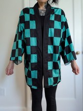 Demon Slayer Tanjiro haori anime cosplay green checkered cloak kimono - size XL