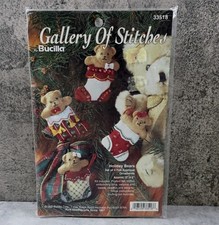 Vintage 1995 Bucilla 33518 HOLIDAY BEARS Ornament Kit NOS Sealed