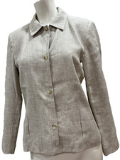 Harve' Benard Oatmeal Linen Long Sleeve Blazer Size 8 Button Front Lined EUC