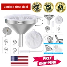 KALAVE  5-Inch Stainless Steel Funnel Set with 200 Mesh Filter Strainer