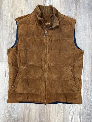Mandelli Goat Leather Goose Down Cashmere Vest Size 44 (54 EU) image 4