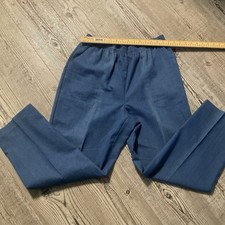 Vintage Koret Size 16 Blue Denim-Look Pull On Elastic Waist Pants High Rise