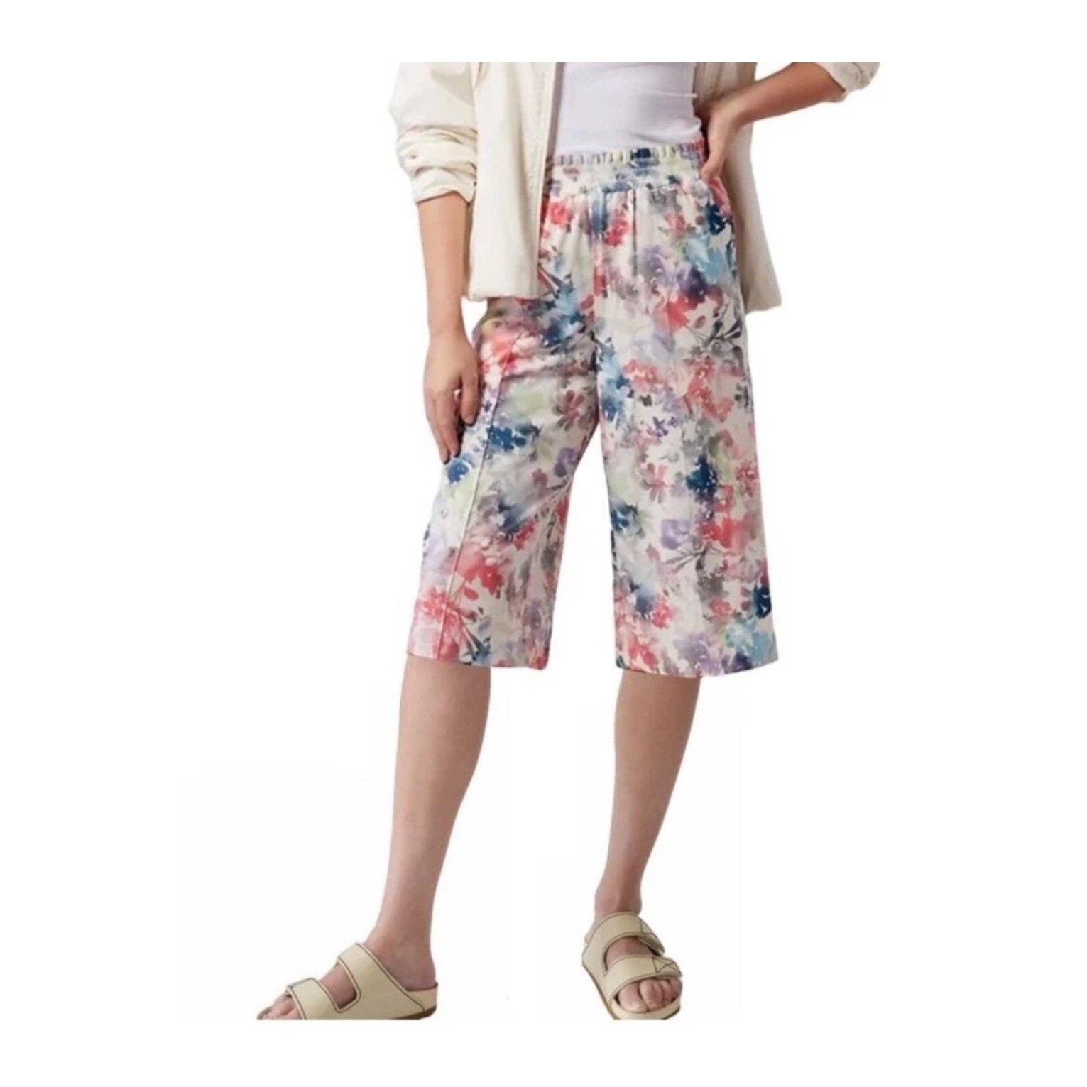 Bermudas cortas florales acuarela Athleta Savannah cintura grande nuevas con etiquetas 798603