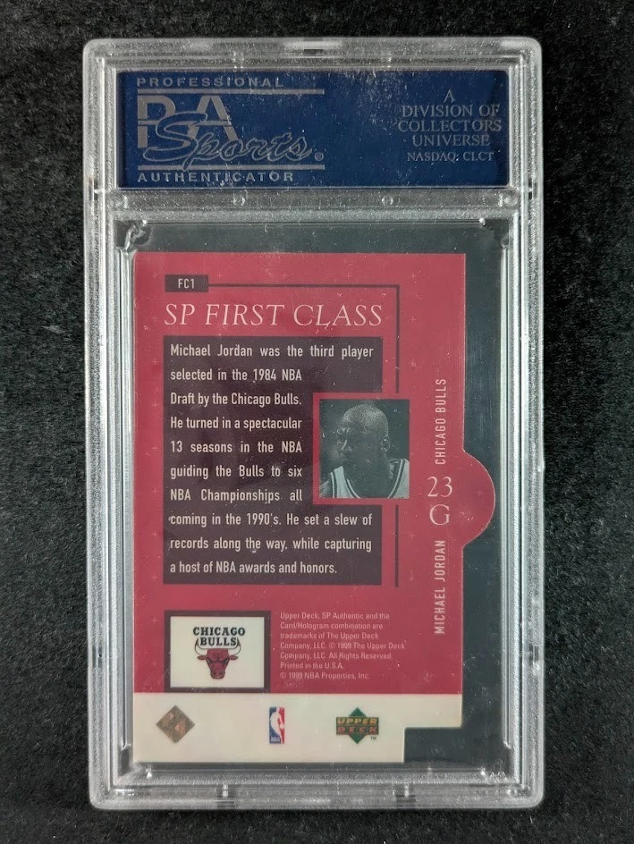 1998-99 UD SP Authentic MICHAEL JORDAN Die-Cut First Class Chicago Bulls PSA 9 - Image 2 of 3