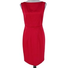  Banana Republic Dress Womens 4 Red Satin Wool Blend Zip Lined Party Cocktail