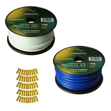 Harmony Car Primary 12 Gauge Power or Ground Wire 200 Feet 2 Rolls White Blue