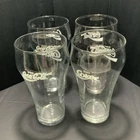 Coca-Cola Set of 4 Clear Glasses 12oz Enjoy Coke w/ wave Bell Shaped Vintage