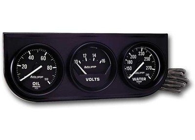 Auto Meter 2IN 3 Gauge Console Oil Water Volt Mech Black Electronic Multi